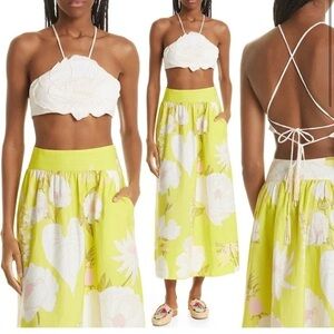 NWT FARM RIO Flower Linen Blend Crop Top